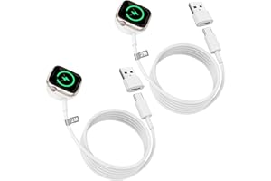 POUKEY 2 Pack Watch Charger for Apple Watch, iWatch Charger Cable 2M Wireless Apple Watch Fast Charger Magnetic Charging Cable Apple Watch Charger USB C Compatible With Apple Watch Series 9/8/7/6/5/4/3/2/SE