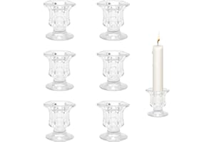 DAWRIS Romadedi świeczniki szklane na świece stożkowe, 6 sztuk, małe przezroczyste świeczniki do dekoracji stołu, nowoczesna dekoracja bożonarodzeniowa, wieniec adwentowy, do salonu, na imprezę, dekoracja