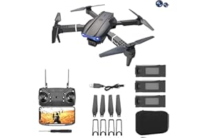 GOHAPHE GPS Drone E99 Pro for Adults Pro Dual Camera Foldable Professional Live Video Drone RC Quadcopter Aircrafts with 2 Extra Batteries (Black)