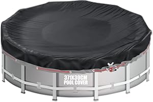 Aipwerer Bâche de Piscine Ronde pour Piscine de 320-366 cm | Bâche de Piscine Ø371 cm | Résistant aux Déchirures | Bâche de Protection pour INTEX & BESTWAY Piscines (Œillets Noirs)