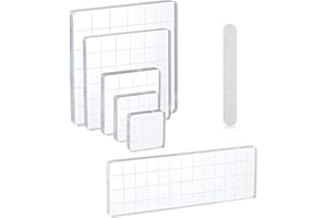 LAEEYIN Lot de 6 blocs de tampons en acrylique, tampons en acrylique transparent avec lignes de grille, blocs d'estampage en acrylique pour album photo, album photo, sculpture à la main, artisanat