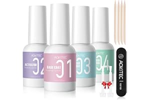 ‎AOKITEC Aokitec Dipping Powder Liquid Set, Dip Base Top Gels Coats Dipping Powder Activator & Brush Saver Dip Powder Nail Kit Nail Dipping Powder Kit French Manicure Kit for Home DIY & Salon Use