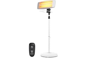 Brandson - Wickeltisch Heizstrahler für das Baby - mit Fernbedienung - Heizstrahler Wärmelampe - Standheizstrahler - 3 Leistungsstufen - Heizlüfter Wandhalterung - Wickeltischheizstrahler