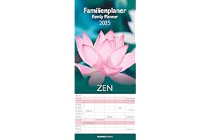ALPHA EDITION Family Planner Zen 2025 - Calendari da parete della famiglia 19,5 x 45 cm