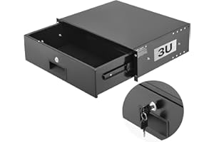 VEVOR Tiroir Rack 3U, Tiroir Rackable Verrouillable, Charge 22,68 kg, Profondeur 350 mm, avec Trous de Gestion Câble, Largeur de Montage 482 mm, pour Armoires de Serveur Équipement Réseau Audiovisuel