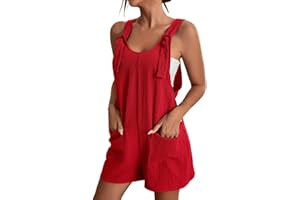 LCpddajlspig Salopette Donna Estiva Corta - Jumpsuit Elegante con Tasche, Spalline Regolabili e Fiocco - Tuta omoda e Stilosa in Tessuto Morbido - Abbigliamento Femminile per Vacanze e Casual S-4XL