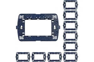 CILIA Supporto in Plastica per Interruttori e Prese, Supporto Compatibile Con LIVING INT, Supporto Per Scatola 503 504 507, Supporto 3/4/7 Moduli (10 Pezzi Blu Scuro, 3 Moduli)