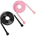 2PCS Skipping Ropes, Jump Rope, Fitness Accessories Boxing Skipping Rope for Men, Women and Kids, Speed Jumping Rope with Non Slip Handle for Home Exercise,Body Fitness, Fat Burning (Pink Black)