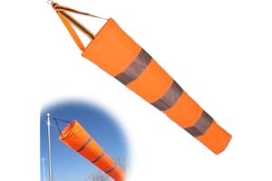 ERTLUTW 1 Stück Windsack Für Draußen, Windsack Windsäcke Windhose Windfahne, Windrichtungsanzeiger, Wind Socke Tasche Zur Windmessung, Orange Und Grau Windsack Mit Reflektierenden Streifen Polyester Gürtel