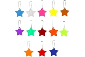 Rnitle Réflecteurs de sécurité pour Enfant,Pendentifs Réfléchissant de Sécurité,Porte-clés Réflecteur pour Sacs à Dos,Réflecteur étoile-pour Sac à Dos d'école,Fauteuils Roulants,Course(13 Couleurs)