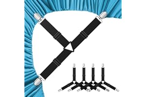 Lesfit Bed Sheet Clips, 4 Pieces, Black