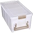 ArtBin 6925AB Semi Satchel with 3 Removable Dividers, Portable Art & Craft Organizer with Handle, [1] Plastic Storage Case, Clear, Gold, 0