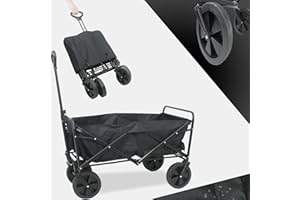 ‎MAXXGARDEN MaxxGarden Bollerwagen Faltbar mit Breite Reifen - Transportkarre Klappbar - 93x53x64cm - 100kg Belastbarkeit - Strand Trolley - Gartenwagen Transportwagen - Schwarz/Grau