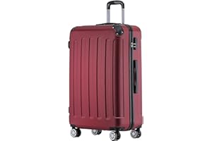 BEIBYE Zwillingsrollen Hardcase Reisekoffer Koffer Trolleys Hartschale in XL-L-M in 14 Farben (Weinrot, Mittler Koffer (66cm))