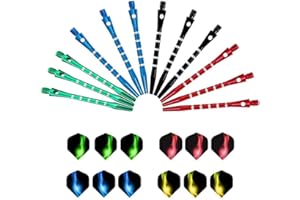 QZQRUUCHAEN NA 12 Sets Aluminum Dart Shafts Dart Wings Metal Medium Dart Shafts Dart Stems Accessories for Throwing Darts