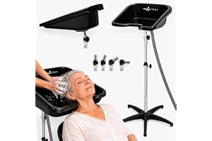 Altéax Bärbar tvättställ för fyrkantig frisör med universal handfatsdusch – ergonomisk design används som tvättställ för handikappade (tvättmaskin)