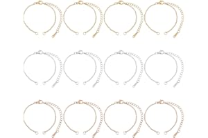 DICOSMETIC 30pcs 3 Colores 12.7-13.4cm Extender Cadena Pulsera 201 Cable de Acero Inoxidable Pulsera Cadena Ajustable Pulsera Cadena con Cierres Langosta para Fabricación de Joyas, Agujero: 1.5 mm