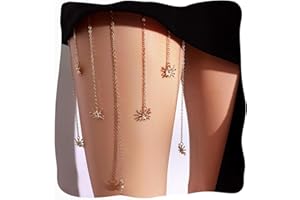 Flovel Boho Leg Chain Gold Tassel Thigh Chain Spider Rave Body Chains Nightclub Beach Body Jewellery Accessories for Women and Girls