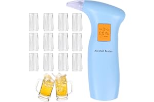 GBOKYN Portable Breathalyzer to Test Alcohol, Professional Digital Alcohol Tester with 12 Mouthpieces, Blue LCD Screen, Quick Response, Auto Power Off