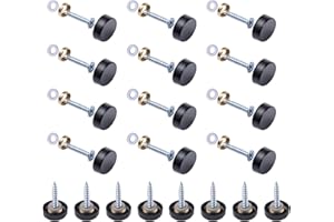 INCREWAY Vis de miroir, 20 jeux de clous de miroir épais en acier inoxydable 304 de 16mm avec couvercles de capuchons décoratifs, noir