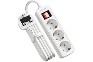 ROOTOMA European to UK Plug Adapter, EU to UK Plug Adapter 3 AC Outlet for European Electronic Device, Travel from France, Italy, Spain, Germany,13A/3250W