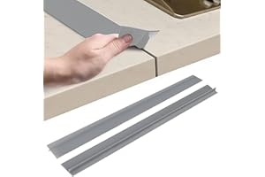 JACKFRU 2 pezzi di copertura per fessure, riempitivo a fessura lungo, sigillato per liquidi tra bancone, fornelli, forno, lavatrice e utensili da cucina (grigio, 25 pollici/63,5 cm)