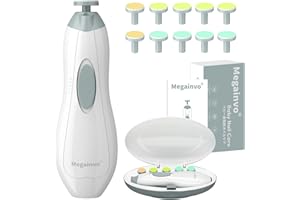 Megainvo Tagliaunghie Neonato, Tagliaunghie Bambini Set Lima Unghie Neonato Taglia Unghie Neonati Tagliaunghie Elettrico Lima Unghie per Bambini Baby Nails 10 in 1 con LED Light (senza batteria)