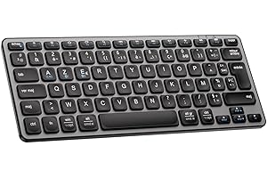 iClever Clavier Bluetooth, Clavier sans Fil, Compact, Ultra-Mince, Rechargeable, AZERTY Français pour iOS, Mac, Windows, Android,Gris