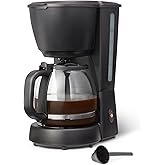 Amazon Basics - Coffee Maker with Filter, 1.25 Liter/10 Cup Glass Carafe, 29 Minutes Keep Warm, 1000 W, Black, EU Plug