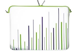 Digittrade LS130-15 White Stripes Designer torba na laptopa 15,6 cala (39,1 cm) z neoprenu pokrowiec na laptopa Sleeve pokrowiec ochronny Cover Case biało-zielono-liliowy