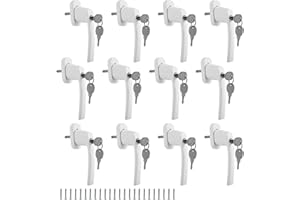 Yakimz Fenstergriff abschließbar, 12 Stück abschließbare fenstergriffe Kindersicherung mit Druckzylinder und Schloss in Stiftlänge 35mm, weiß