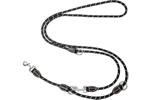 Trhillsbrad Smycz dla psa 5 m x 10 mm, regulowana smycz dla psa dla każdego psa, wielofunkcyjna, podwójna smycz na ramię, wytrzymała, czarna