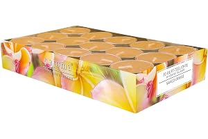 pajoma® värmeljus 30 stycken, mangoorange | doftljus i aluminiumfodral, brinntid ca 4 timmar – höjd 1,5 cm ø 3,5 cm