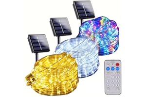 Generico UNIVERSO STRISCIA NATALIZIA LED DA ESTERNO CON PANNELLO SOLARE E TELECOMANDO - BOBINA DA 10/30 METRI CON COLORE LUCE 3000K 6500K RGB IP65 (BIANCO FREDDO, 10)
