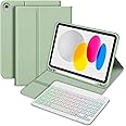 Bettdow for iPad A16 11th Generation 2025/10th Generation 2022 Keyboard Case, UK Layout Detachable Backlit Wireless Keyboard, Case with Pencil Holder for iPad A16 11 Inch/ 10th Gen 10.9 Inch (Green)