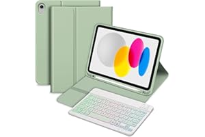Bettdow Backlit Keyboard Case for iPad 10th Generation, Slim Protective Case with Pencil Holder, Detachable Wireless Backlit Keyboard Case for iPad 10th Generation 10.9 Inch 2022 (Green)