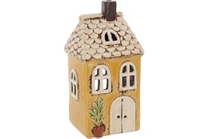 Shudehill Giftware Village Pottery Ceramic Tealight Holder Pretty Garden Floral House Pastel Collection (Garden Yellow)