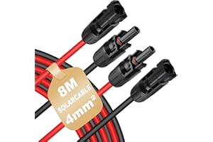 HISUNAGE 8M 10AWG(6mm²) Solar Panel Wire, 10 Gauge 8M Black & 8M Red Tinned Copper Extension Cable Kits with Female and Male Connector for RV Home Boat and Any Other Off-Grid Applications
