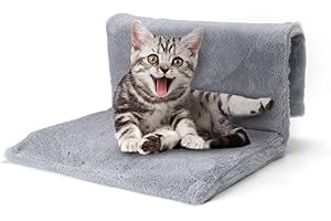 Nobleza Lettino riscaldante per gatti,Calda Peluche Morbida,Forte metallica Telaio Staccabile,Grigio,48 * 30 * 25cm