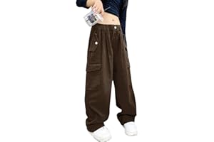 inlzdz Kinder Mädchen Cargohosen Jogginghose Baumwolle Haremshose Trainingshose Cargo Lange Hosen Elastischer Bund Sporthose Sweathose Freizeithose