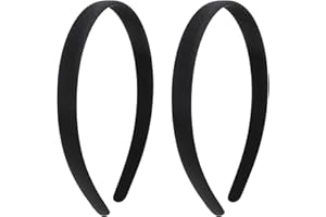JIYIN Lot de 2 serre-têtes en satin - 1,5 cm - Noir - Large - Fin - En satin - Pour le bricolage - Couleur unie - Pour filles et femmes