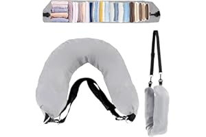 HSLXBY Cuscino Viaggio Riempibile,Cuscino da Viaggio Multifunzionale a Forma di U, Cuscino per Aereo Collo,Riempibile con Vestiti,per Viaggiare in Auto o in Aereo (Senza Riempimento) (grigio lucido)