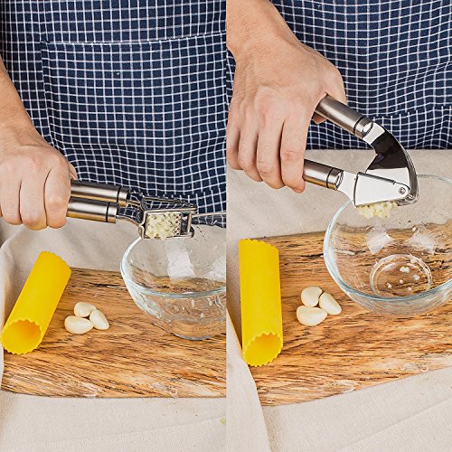 Zestkit Knoblauchpresse aus Edelstahl mit Silikon Knoblauchschäler, Spülmaschinenfest - 5