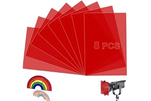 mawmuaw 8 styck Lampenfolie Röd, värmebeständig färgfilm för LED-lampor & studioblixt, A4 färgfilter färgkorrigering, röd transparent film, färgfilmer gel för foto, video & gör-det-själv, 29,7x21cm