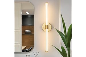 EIDEARAY Long Strip LED Wall Lamp, 20W Modern Nordic Style Sconce Linear Gold Wall Light Bar Vanity Light Fixtures for Stairs, Bedroom, Living Room Background Decoration, Mirror, Neutral Light 4000k
