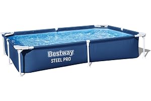 Bollhav Bestway 221 x 150 x 43 cm | Rektangulär ram simbassäng, punkterings- och rostbeständig trädgårdspool, enkel montering