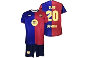 Futbol Club Barcelona Camiseta y Pantalón OLMO 20 Primera Equipación Temporada 2024/2025 - Réplica Oficial con Liciencia - Niño
