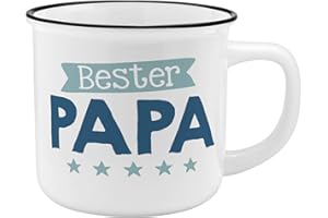 GRUSS & CO Becher Motiv "Papa" | New Bone China Porzellan, Emaille-Optik, 35 cl | Geschenk Papa, Vatertag | 45765
