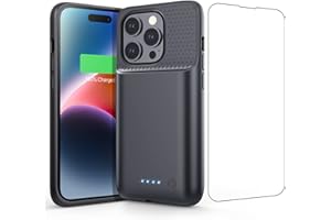 HETP Akku Hülle für iPhone 14 Pro, [7200 mAh] Wiederaufladbar Batterie Ladehülle Akku mit Schutzfolie, Tragbares Batterieladegerät Hülle Leistungsstarke Power Bank für iPhone 14 Pro [6,1 Zoll]-Schwarz