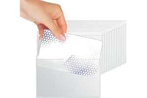 LEUUD 12 Pezzi Porta Biglietti Auto Parabrezza Autoadesivo, 9x7,5cm Trasparente Supporto per Il Permesso di Parcheggio, Tasca per Schede Autoadesive per Carte, per Auto, Distintivi, Parabrezza